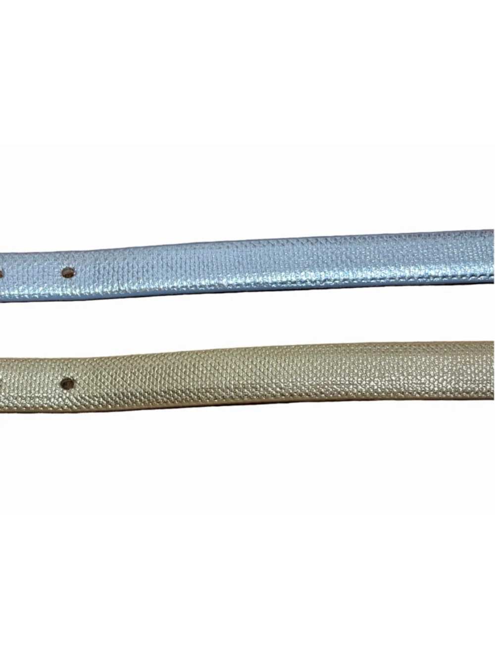 Kleinberg Sherrill for Saks 5th Ave Genuine Karung Skinny Belt Silver & Gold-S